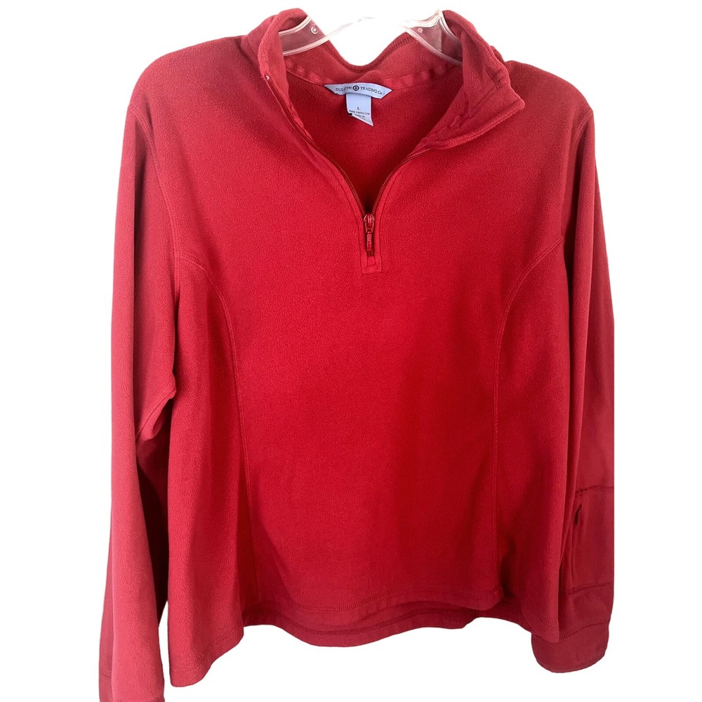 Duluth Trading Co. women's 1/4 zip fleece pullover in red, size L